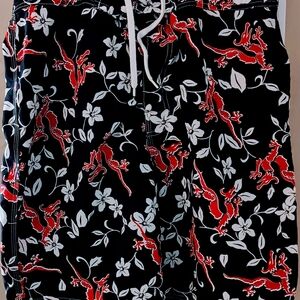 Men's Black and Red Floral Hybrid Shorts